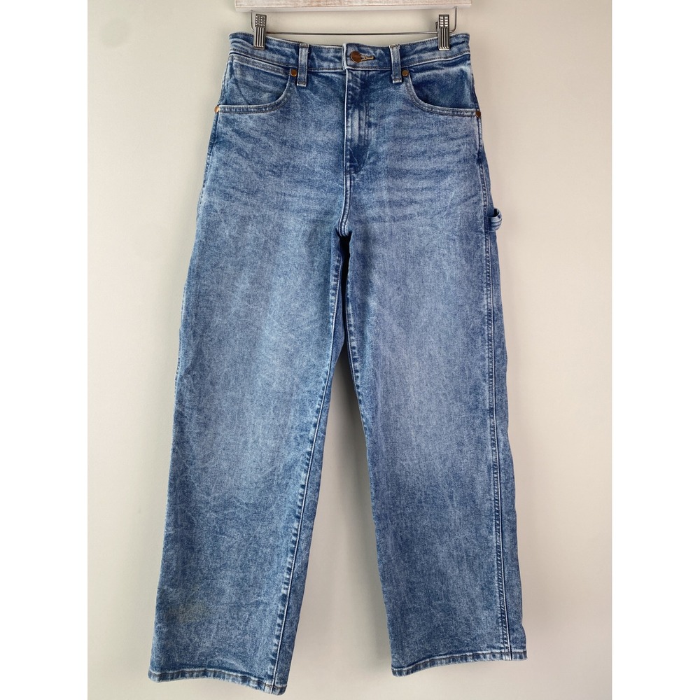 Wrangler Womens Carpenter Jeans 28 Blue High Rise Straight Leg Utility 90s Baggy - Picture 3 of 16